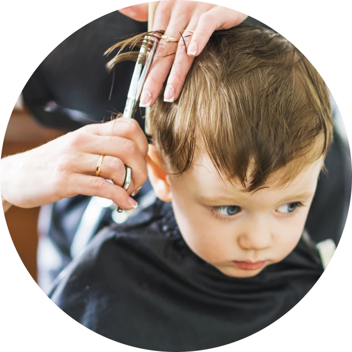 Child getting a haircut